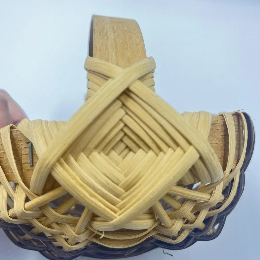 Vintage Woven Oak Splint Egg Large Gathering‎ Buttocks Basket 8”x5.5”